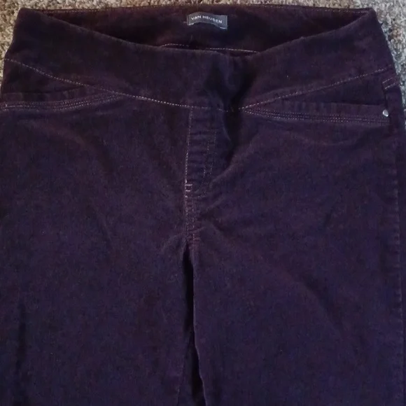 Van Heusen Corduroy Pants~Size 10~Dark Plum Color~Stretch - Picture 2 of 7